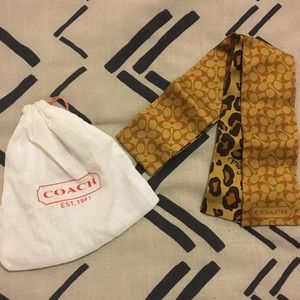 Coach silk skinny scarf signature/leopard